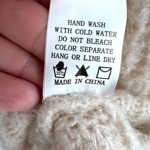 Dreamers Chunky Open Front Knit Cardigan Sweater Cream Size Medium - Picture 9 of 10